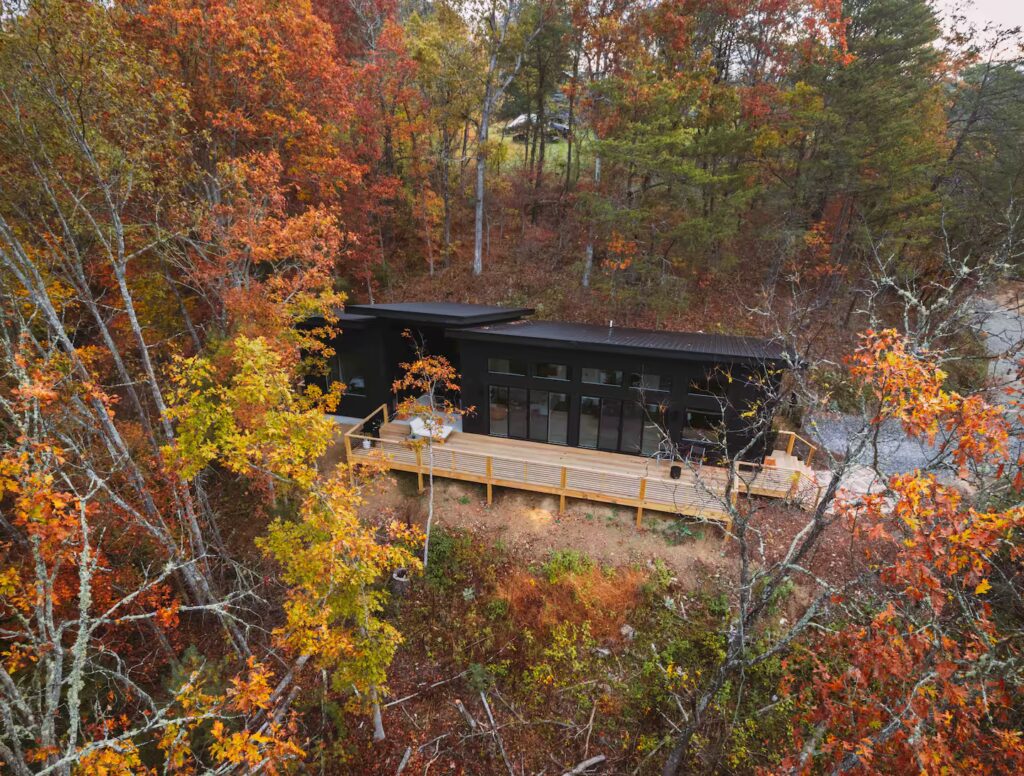 A home surrounded by foliage perfect for an elopement or micro-wedding in the NC mountains