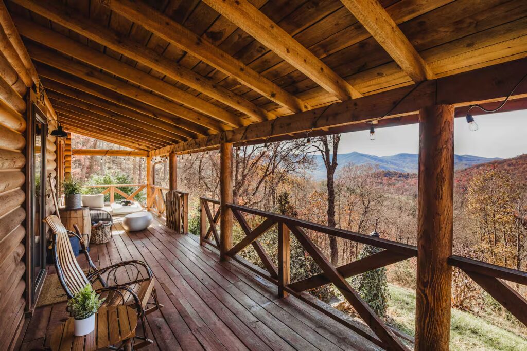 Warm and cozy cabin Airbnb in NC with a fireplace, perfect for a winter elopement or intimate wedding