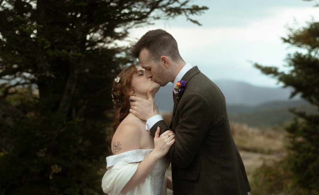 Sunset portraits on Roan Mountain with rolling storm clouds